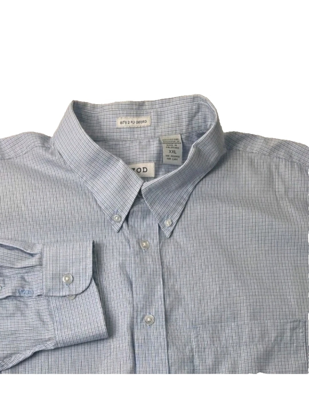 Izod Men's Light Blue Micro-Check Button-Down Dress Shirt
